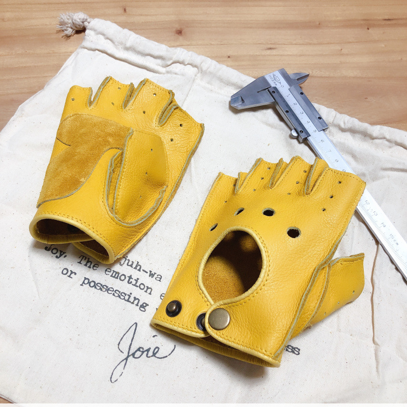 Leather Driving Glove - Motorfiets Retro Locomotief Rijden Koeienhuid Halfvinger